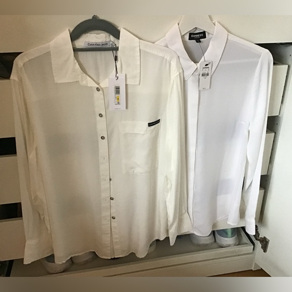 Calvin Klein Tops - BUNDLE OF 2 Women’s White Shirts - Calvin Klein & EXPRESS - New With Tags!